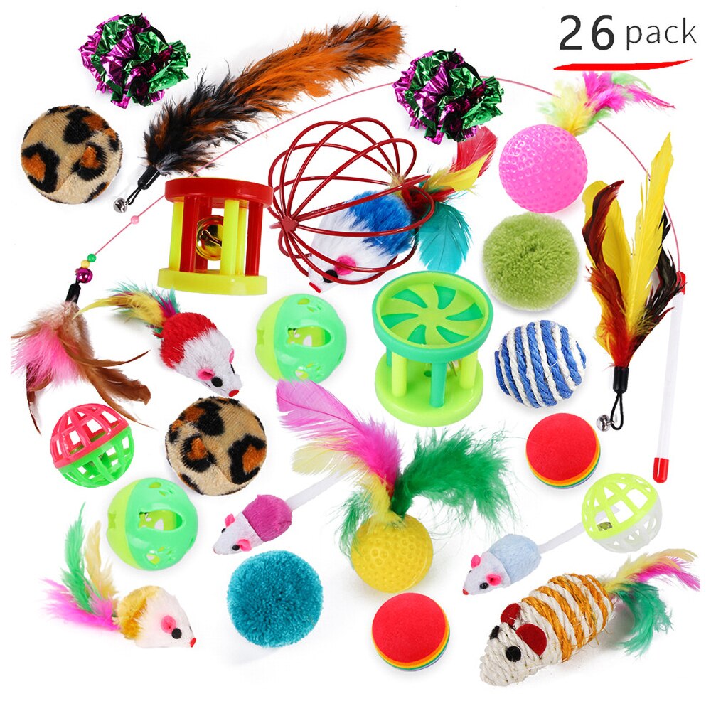 26 Pack Cat Feather Toys