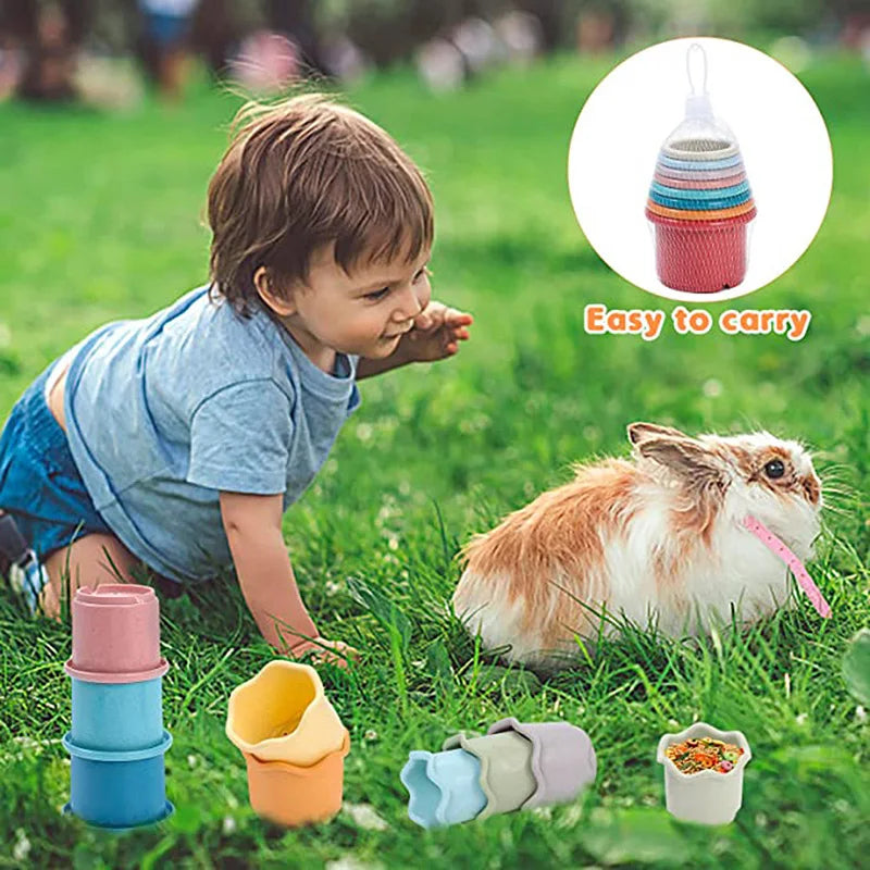 Stacking Cups Toy For Rabbits Multi-Colored Reusable Small Animals