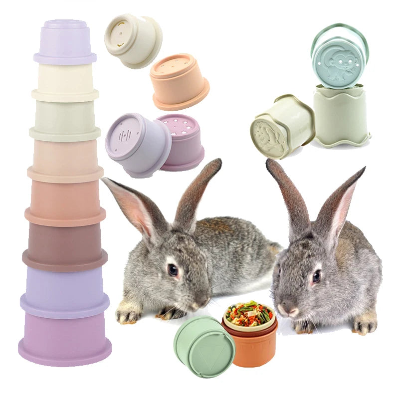 Stacking Cups Toy For Rabbits Multi-Colored Reusable Small Animals