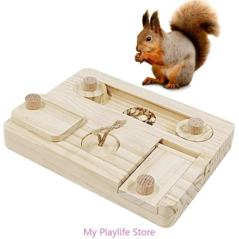 Small Pet Hamsters Foraging Feeder Toy Wooden Puzzle Game Feeding