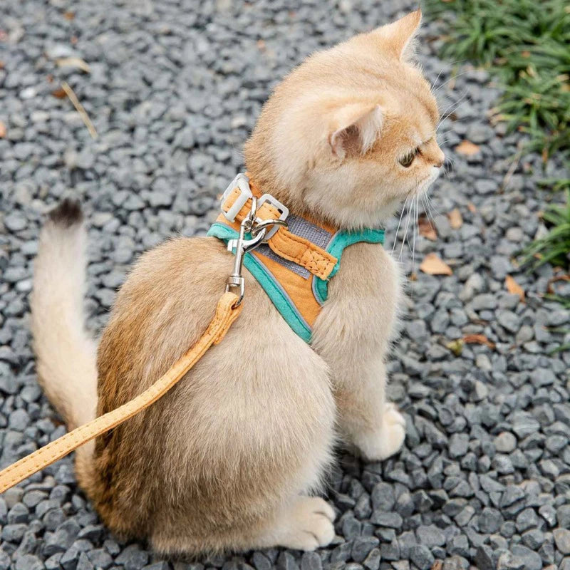 Adjustable and Reflective Cat Harness with Leash Set