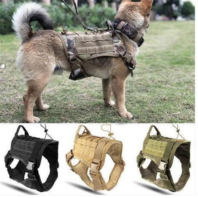 Police K9 Tactical Training Dog Harness Military Adjustable Molle